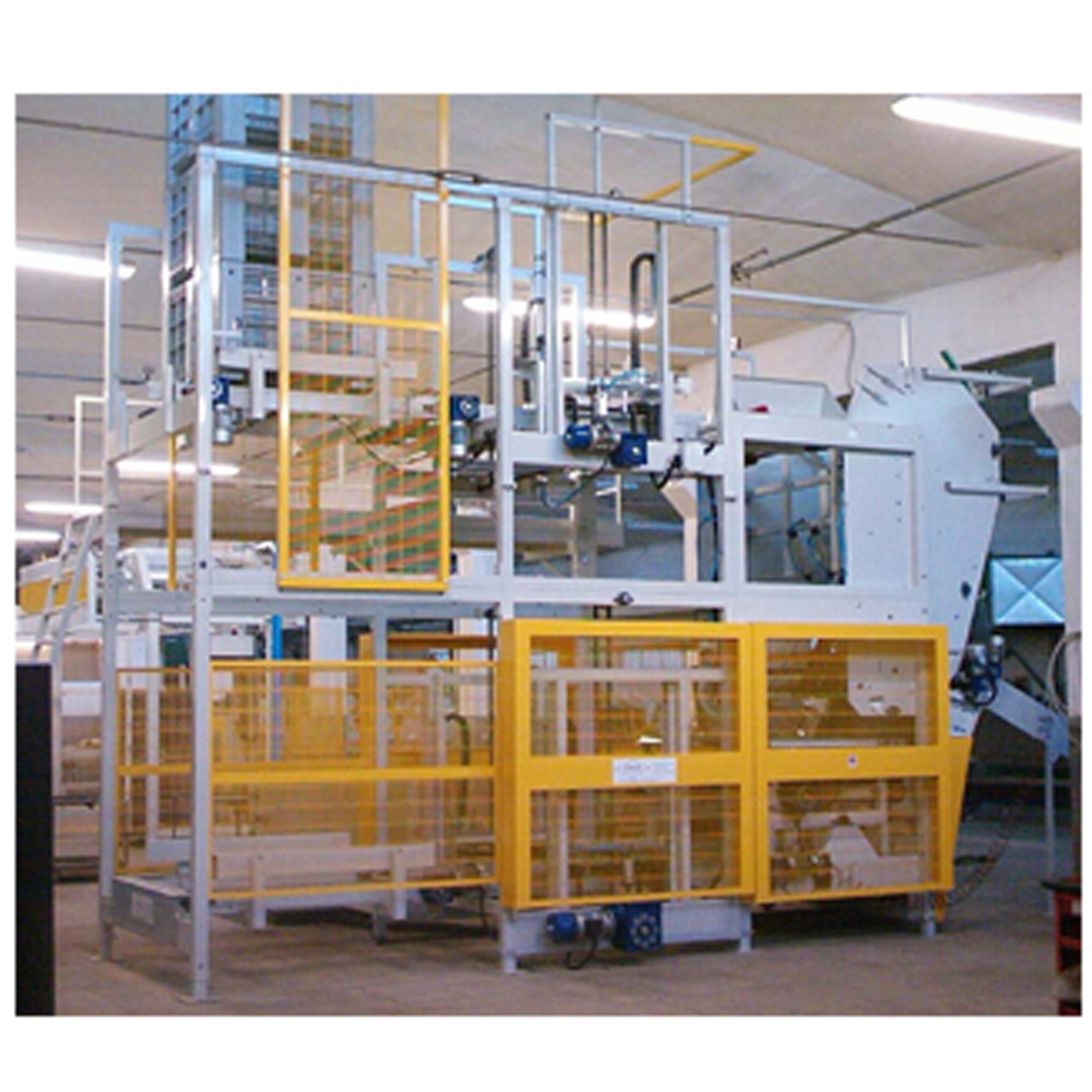 Rovesciatore per bins a ciclo continuo Mod. RCC 200 con decatastatore ed accatastatore per bins